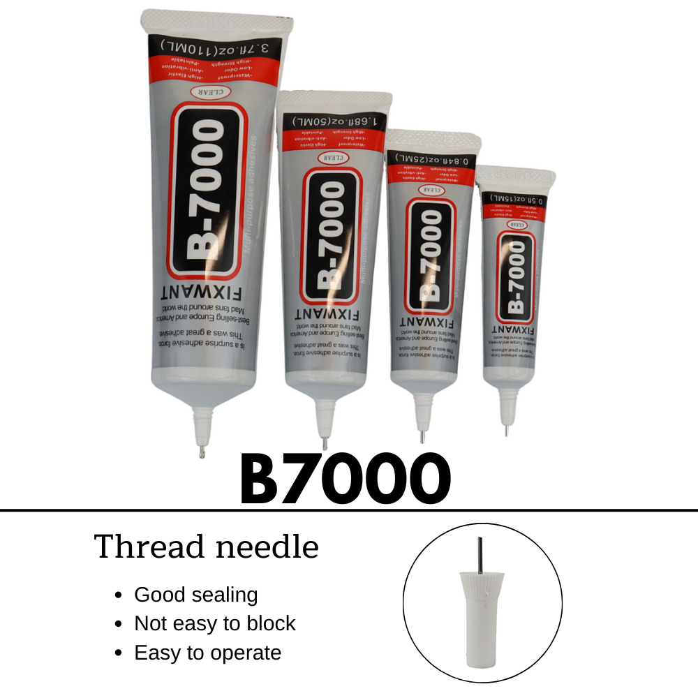 FIXWANT B-7000 50ML Clear Contact Phone Repair Adhesive Universal Glass  Plastic Leather Wood Glue With Precision Applicator Tip - FIXWANT Adhesive